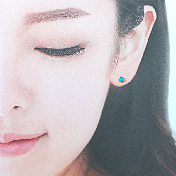 268472）天然ターコイズピアス K18 ターコイズ ピアス 18k 18金 トルコ