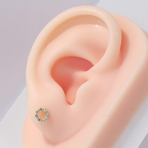 リース ダイヤ ピアス K18 天然ダイヤモンド 0.2ct サークルピアス 