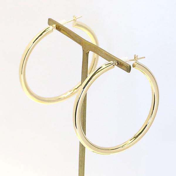 ピアス 18k 3mm×40mm フープピアス 輪っか リングピアス レディース
