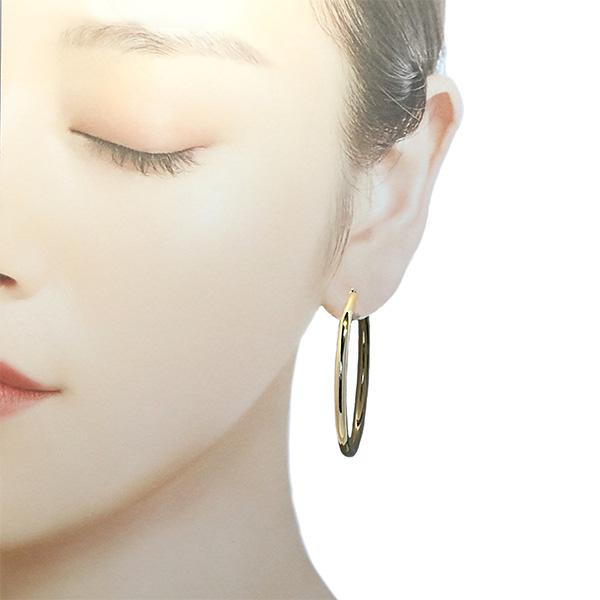 k345）フープピアス 輪っか リングピアス 18k ゴールド 3mm×45mm K18