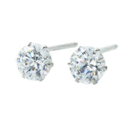 Pt900 プラチナ キュービックジルコニア ピアス 4mm 4mm PT900 ピアス キュービックピアス ジルコニア プラチナ