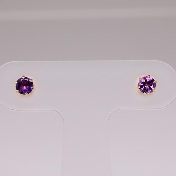 誕生石 ピアス アメジストピアス K18ゴールド スタッドピアス 2月 レディース メンズ 女性 男性 プレゼント 一粒 ピアス 4mm シンプ | ブランド登録なし | 03