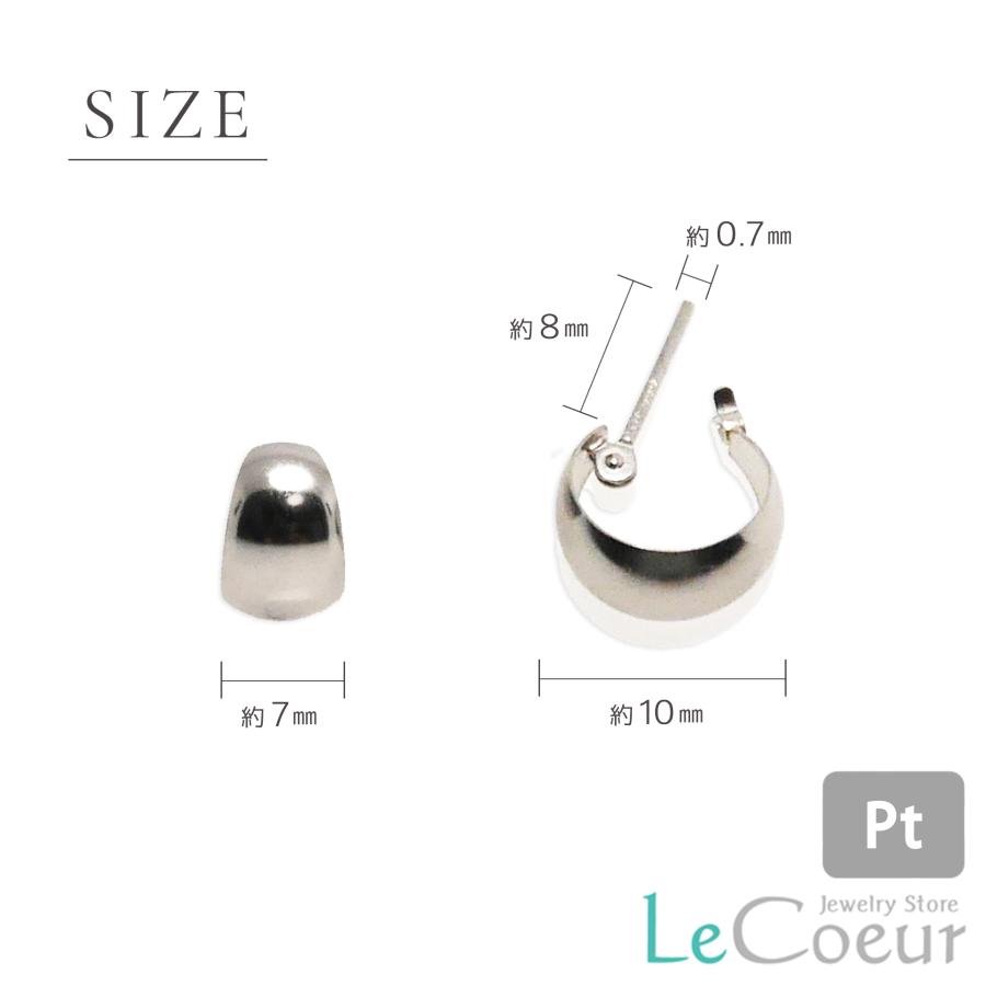 爆買 （pm701000）プラチナ 月形フープピアス ぷっくりピアス Pt900 輪っかリングピアス 7mm×10mm 月甲 甲丸 地金ピアス 両耳 レディース 女性 プレゼント | ブランド登録なし | 02