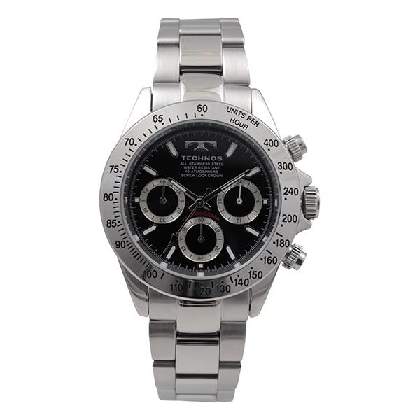 TECHNOS テクノス TSM401SB メンズ オールステンレス シルバー ブラック文字盤 クォーツ時計 | TECHNOS（時計）