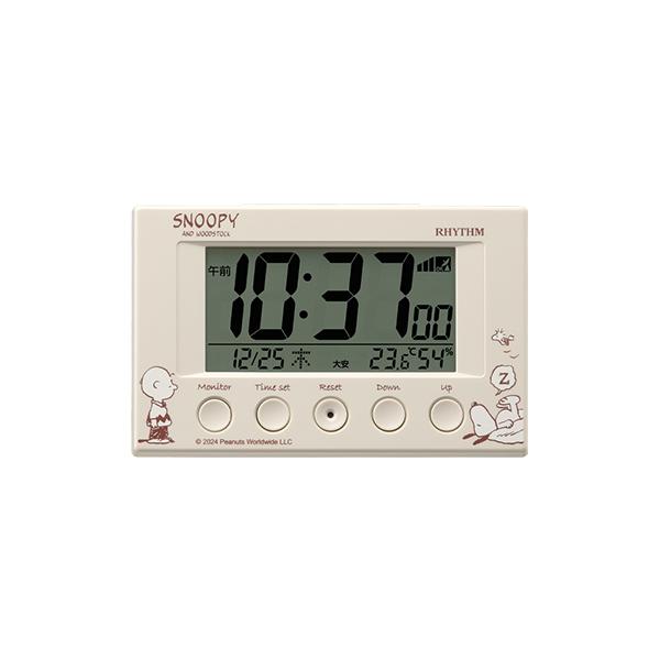 RHYTHM リズム スヌーピー デジタル電子音目覚まし時計 カレンダー表示 温湿度表示 8RZ166MS38 置き時計 国内正規品 送料無料 | RHYTHM（時計）