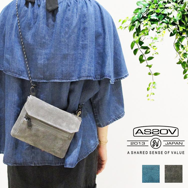 アッソブ AS2OV 牛革 本革 レザー スエード サコッシュ ウォレット