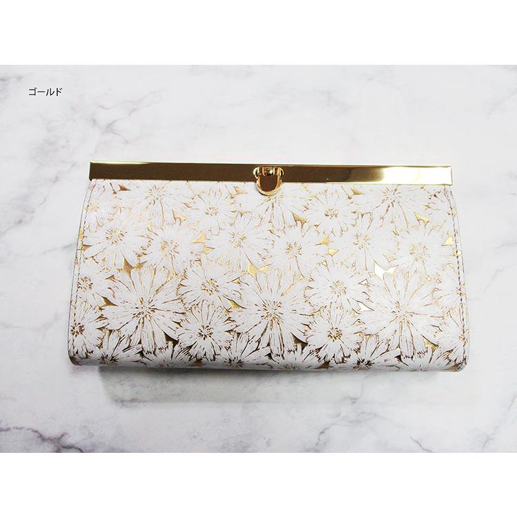 フーシフェルナーレ FU-SI  サンテロ メタリック デイジー フラワー プリント イタリア製牛革×ゴード革 口金 がま口 長財布 01125 |  | 02