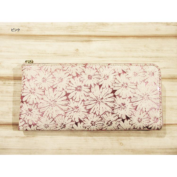 フーシフェルナーレ FU-SI  サンテロ メタリック デイジー フラワー プリント イタリア製牛革×ゴード革 L字ファスナー 薄型 長財布 01130 |  | 08