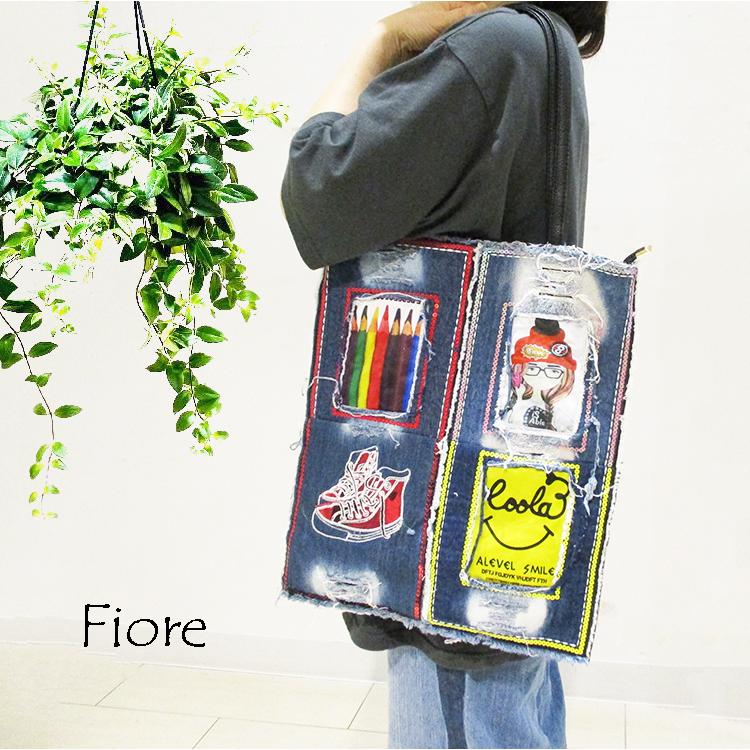 Fiore ジーンズ生地 デニム アート イラスト 刺繍 ワッペン トートバッグ Ke306 Ke307 Fiore Ke306ke307 半田カバン店 通販 Yahoo ショッピング