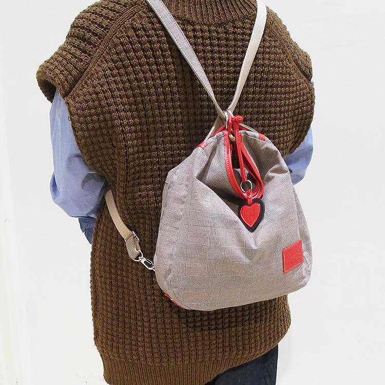 Kawa Kawa カワカワ ビッグボタン ショルダーバッグ グレンチェック Kawa Kawa カワカワ ビッグボタン ショルダーバッグ グレンチェック