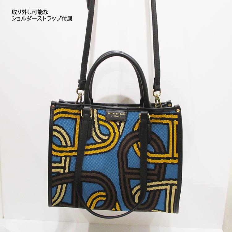 MY BEST BAG パターンショルダーバッグ柄ブラックハンドバッグ 