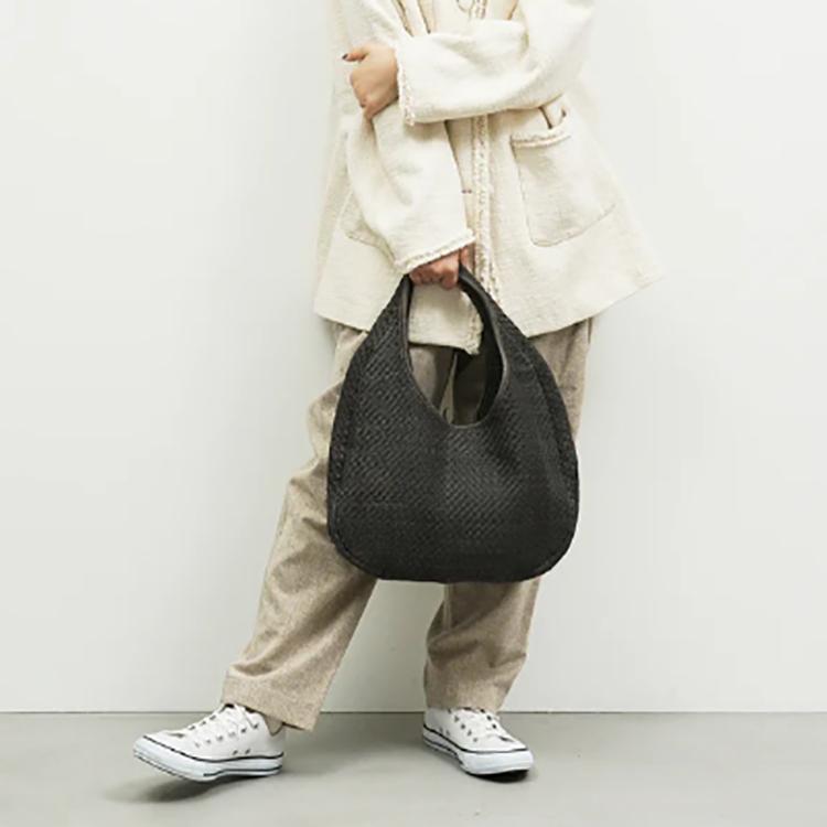 RENサークルバスケットM / 羊革・シープメッシュ メッシュバッグ》軽くて手触り柔らかなワンショルダートート。 – REN