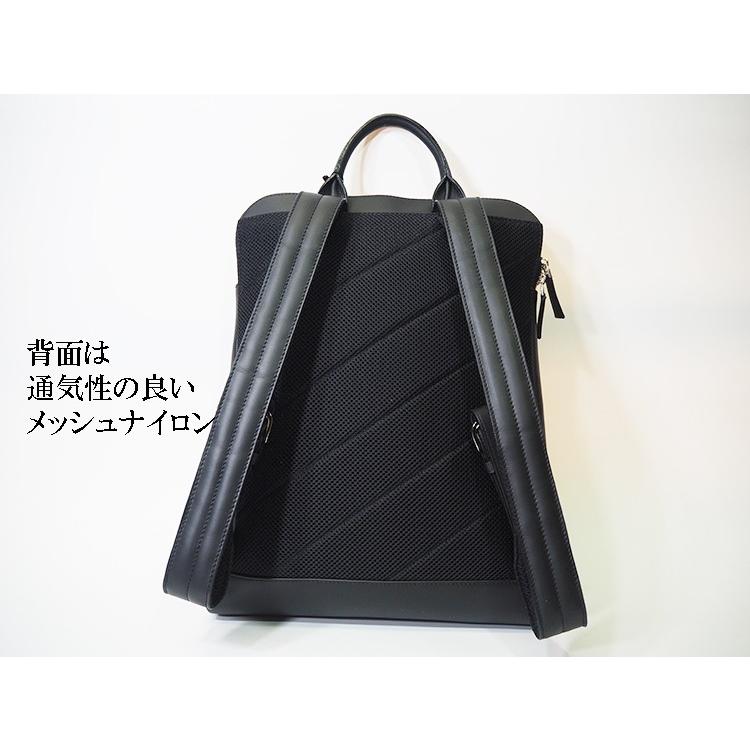 美品✨トライオン リュック ビジネス オールレザー 薄型 ネイビー A4可 TRION トライオン レザー ビジネスリュック バックパック 2WAY 15