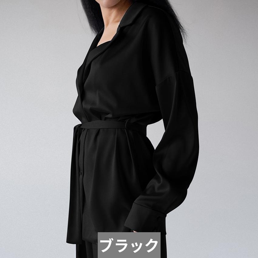 パンツスーツ 部屋着 トップス パジャマ パンツ レース ターンダウン ワイド カジュアル レディース