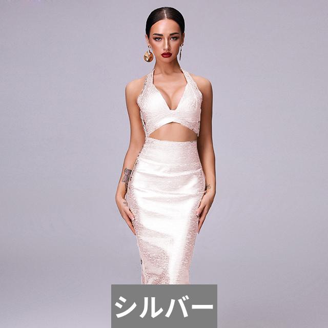 バンテージ トップス ドレス ゴールド クロス Vネック ハイウェスト セクシー クリスマス レディース_7