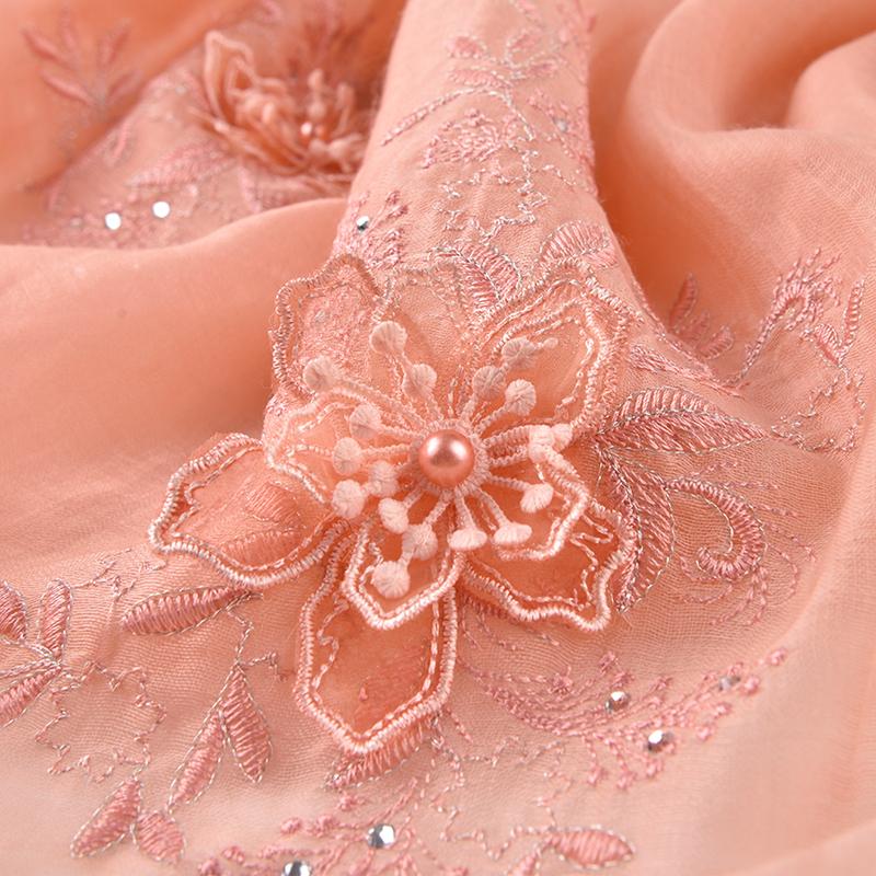 スカーフ ショール ロング シルク 花柄 ウール 刺繍 ショール レディース_5
