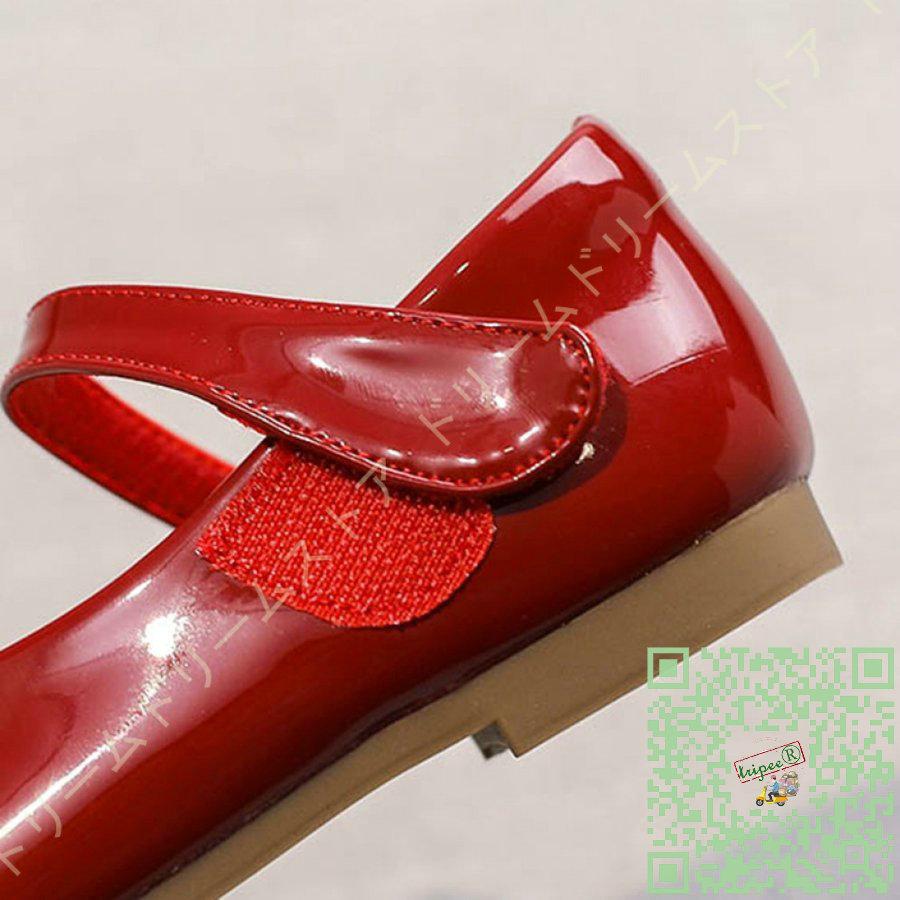 激安特価 フォーマルシューズ 子供 ピアノ発表会 キッズ ドレスシューズ レザー 本革 ぺたんこ スクエアトゥ マジックテープ リボン ラインストーン 結婚式 女の子 靴 フォーマルシューズ サイズ 19 0cm