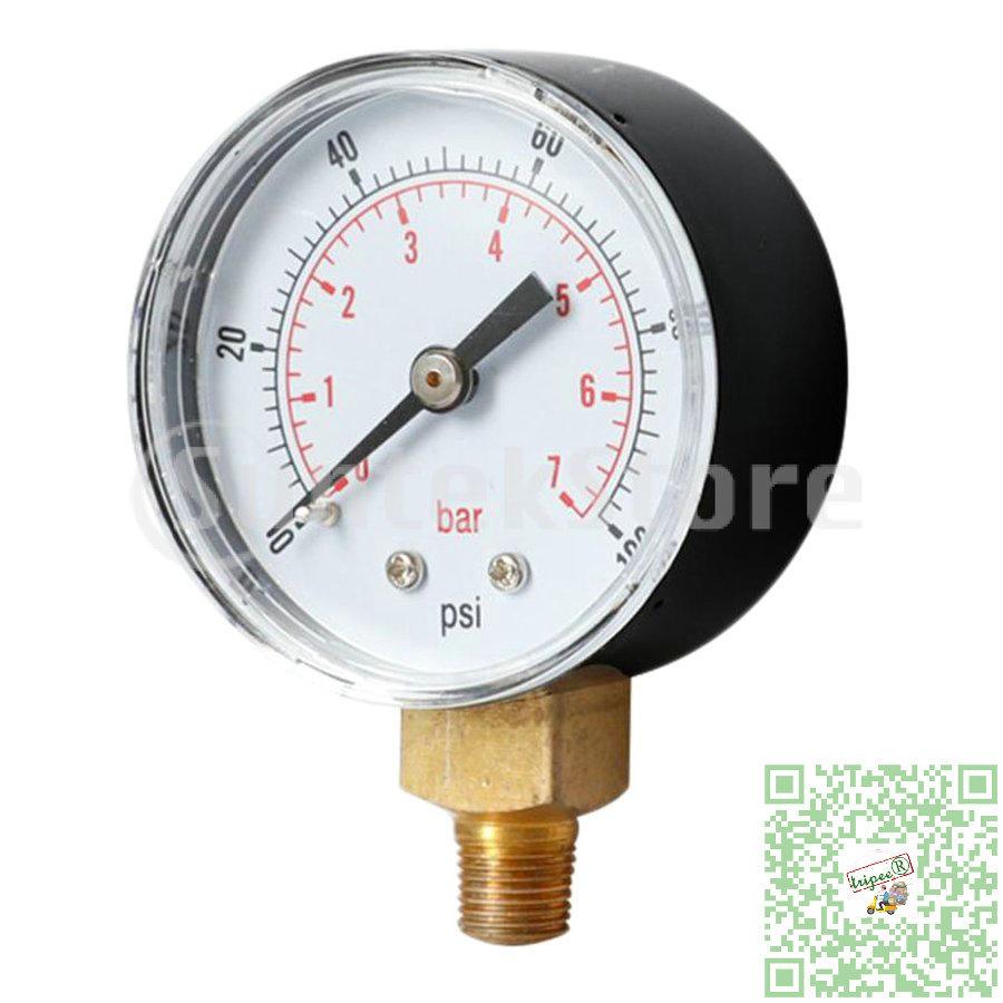 空気圧計 油圧計 水圧計 範囲:0-100psi 圧力計 1/4 接続 :h21n8154756da9:トリッピー 通販  
