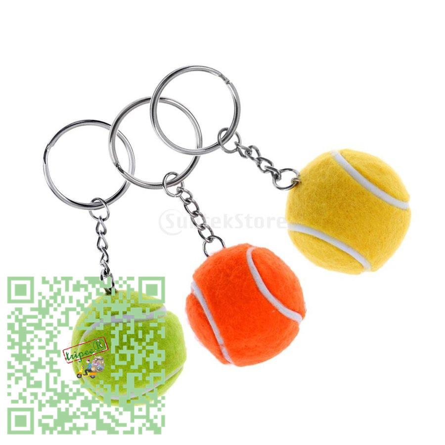 3本入り カラフル ミニテニスボール ノベルティ キーホルダー キーチェーン メタルキーリング m1n7006819354トリッピー