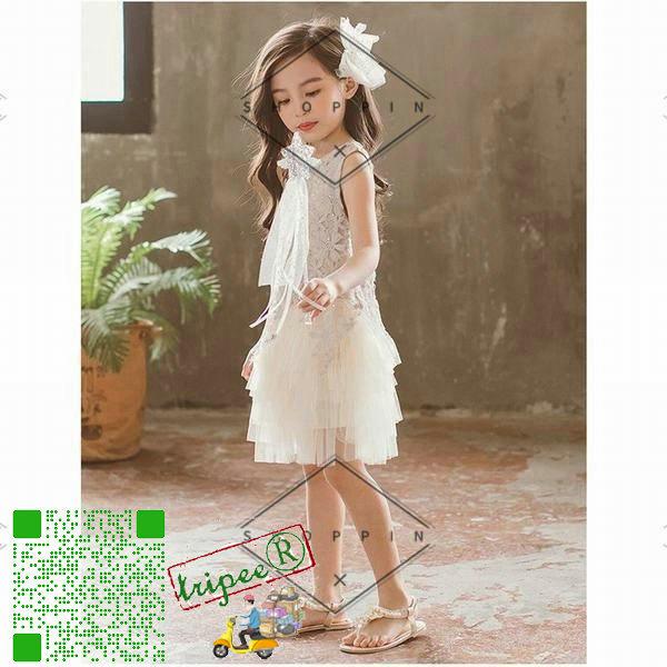 子供ドレス ワンピース 女の子 レースドレス チュール ノースリープ 可愛い 女児 キッズ 結婚式 フォーマル 発表会 ウエディング プレゼント 演出服 激安正規