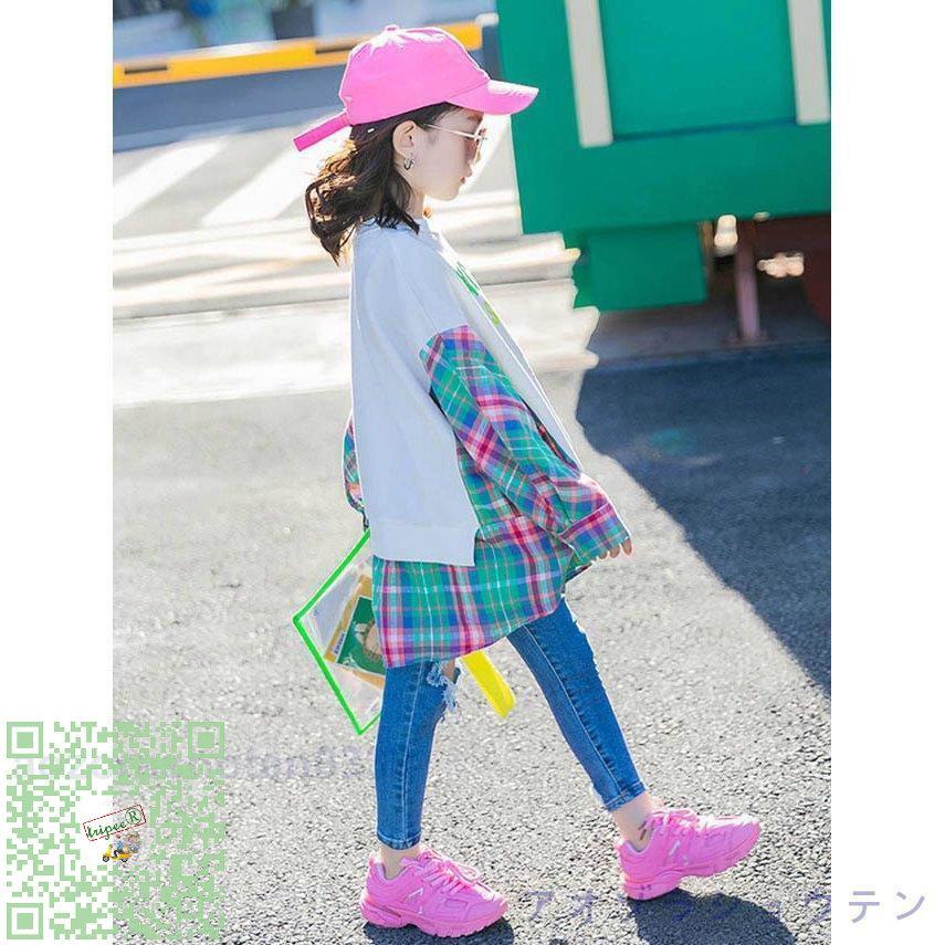 チェック柄チュニック キッズ 子供服 プルオーバー レイヤード風 チェック ゆったり レディース 婦人服 110 1 130 140 150 160 170 素晴らしい品質