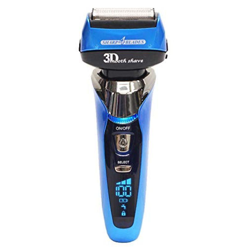 4枚刃 メンズシェーバー 充電式 3dヘッド ブルー 完全防水 Ipx 7設計 液晶ディスプレイ付き キワ剃り刃 3枚内刃 4枚外刃 深剃り メンズ シェーバー Www Olivevinepasta Com