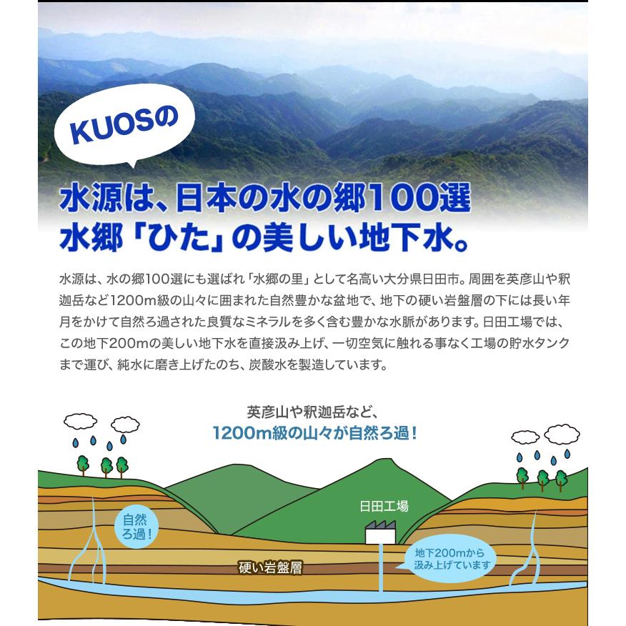 クオス（KUOS） 強炭酸水 500ml×24本 選べる ラベルレス 無糖 大分県