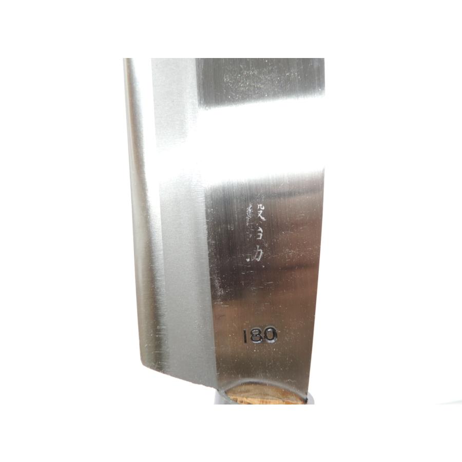 日本製 鍛冶助 左用 鞘サヤ付ナタ 180ミリ 赤茶柄 全鋼手打ち 片刃 鉈