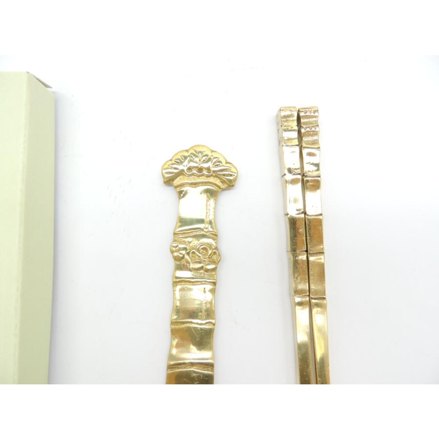 新品　レトロ　真鍮 火ばし 火箸 囲炉裏 炭火 粋 風流 日本製 いろりの友 真鍮 松竹梅灰ならし＋角竹ひばし 九寸 セット 林田