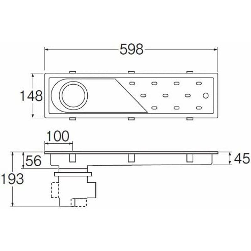 SANEI　浴室排水ユニット　150mmタイル用　呼び50VUパイプ用　H903-600　縦・横排水兼用