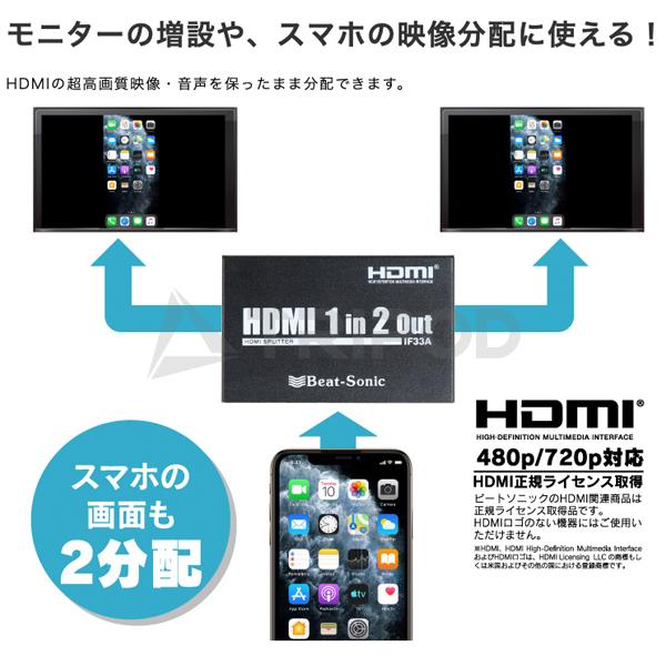 インターフェイスアダプター　HDMI 1 in 2 Out IF33A Amazon | ビートソニック(Beat-Sonic) インターフェイス