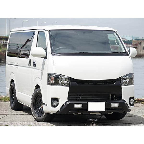 ハイエース フロントバンパーガード 200系 4型 5型 ワイドボディ用 LED
