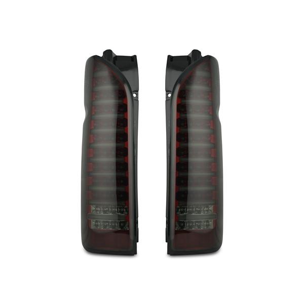 ハイエース 200系 LEDテール ランプファイバールック オールレッドインナー スモークレンズ 左右セット E-2Sの画像