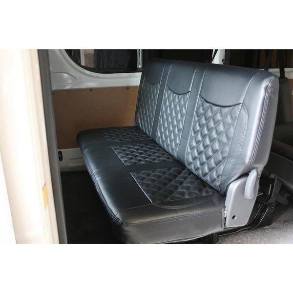 ハイエース 200系 DX 標準ボディ ワイドボディ セカンド用 ダイヤカットデザイン シートカバー レッドステッチ 212