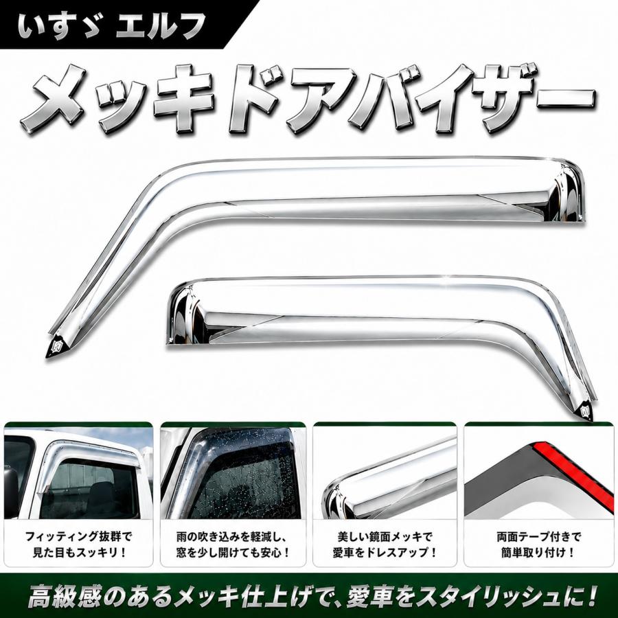 elf（エルフ） メッキ ドアバイザー 左右 いすゞ NEWエルフ PMエルフ
