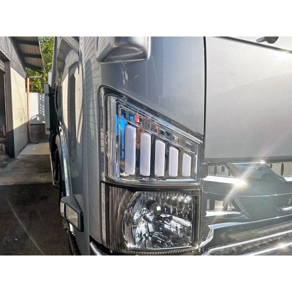 いすゞ 07 エルフ ハイキャブ ワイドキャブ用 シーケンシャルウインカー LED ウインカーレンズ コーナーレンズ 左右セット トラック カスタム ドレスアップ