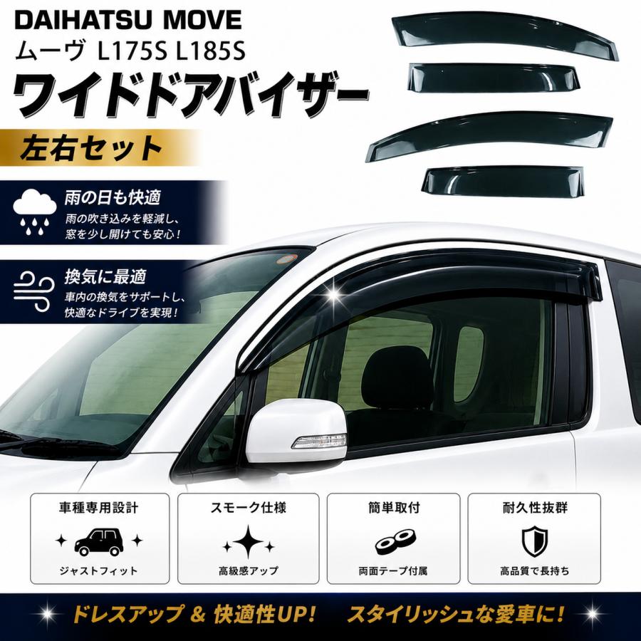 ムーヴ ダイハツ L175S L185S 専用 ワイドタイプ スモークドアバイザー