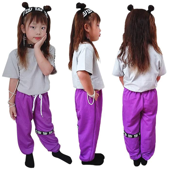 キッズダンス衣装 ひざ部分 ロゴテープ カラーパンツ 9カラー ダンス