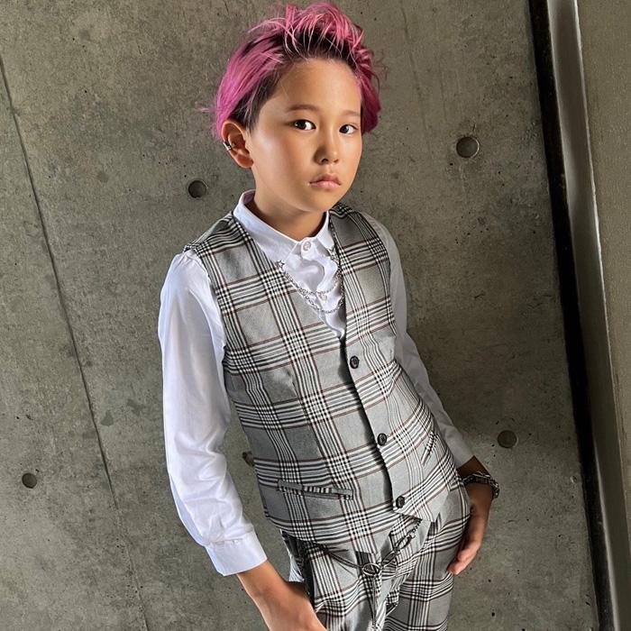 キッズダンス衣装 男の子 子供スーツ 3点セット ベスト/パンツ/ベルト