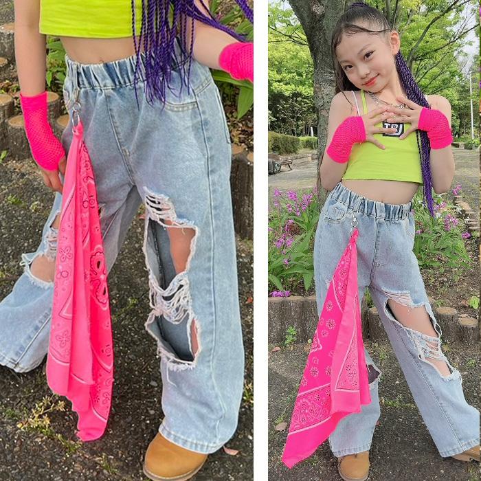 キッズダンス衣装 キッズ ダンス 衣装 ペーズリー柄 バンダナ 12カラー