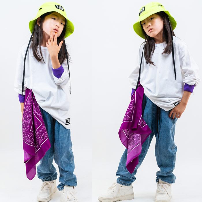 キッズダンス衣装 ペーズリー柄 バンダナ 12カラー キッズ リボン