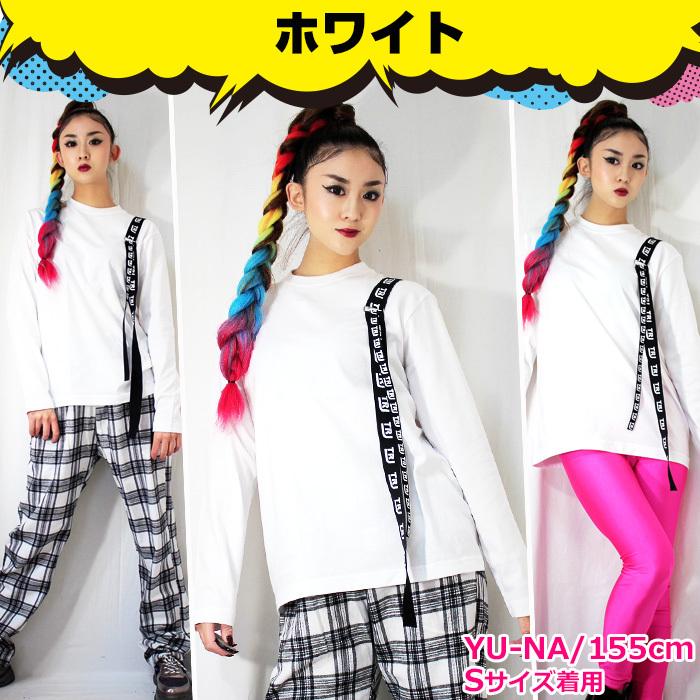 レディス ロゴテープ 長袖 Tシャツ 肩紐 リボン S〜XL 4サイズ 5