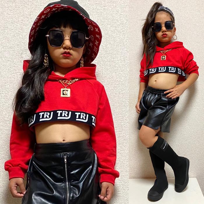 ショート丈 ロゴ テープ ダンスパーカー 長袖 トレーナー プルオーバー 秋冬コーデ 女の子 子供服 キッズ へそ出し お腹見せ 無地 ダンス衣装 ヒップホップ Top 463 うちの子が一番 通販 Yahoo ショッピング