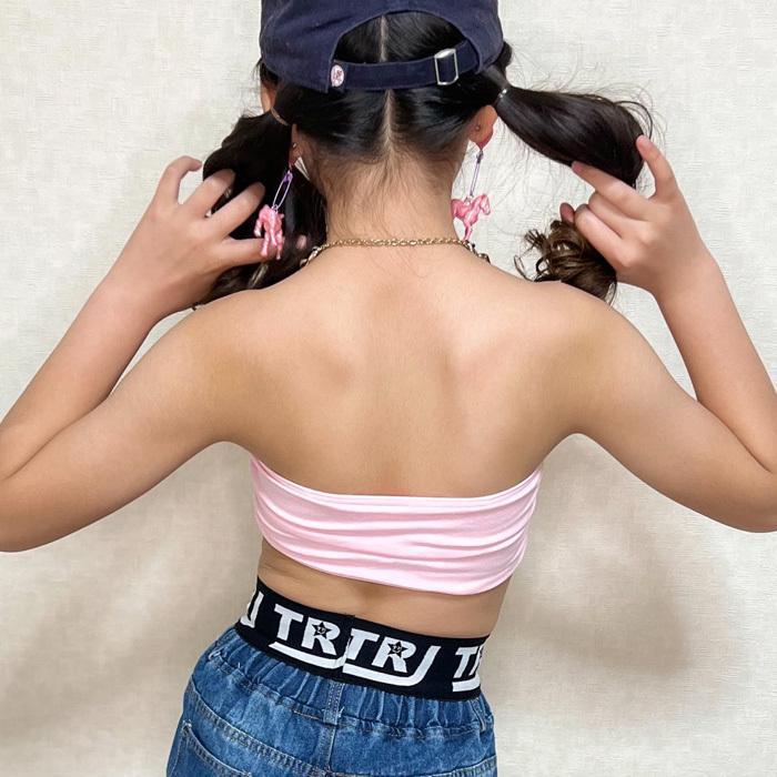 最安値で 透明ストラッププレゼント チューブトップ スポーツブラ パット付き 女の子 子供服 キッズ 無地 ロゴ フリー ジュニア ダンス衣装 ヒップホップ チューブブラ Aynaelda Com