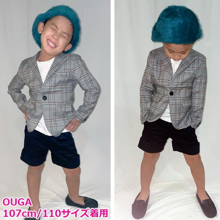 子供 ジャケット 上着 スーツ グレー チェック柄 格子 カジュアル 90cm