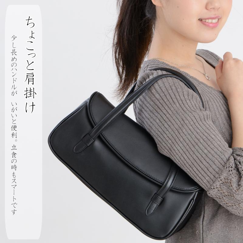フォーマルバッグ ハンドバック 牛床革+合成皮革 冠婚葬祭 ブラック 