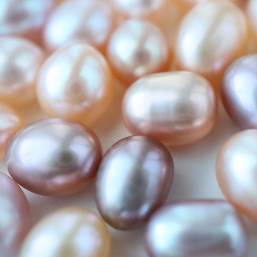 AAAAA ほぼ無瑕疵 7~8mm 本真珠 淡水パール ライス 穴無し 4粒