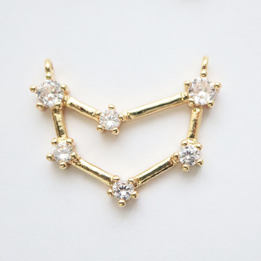 金アレ対応 真鍮製 CZ付 Wカン 星座 チャーム 1個 : Trois anges