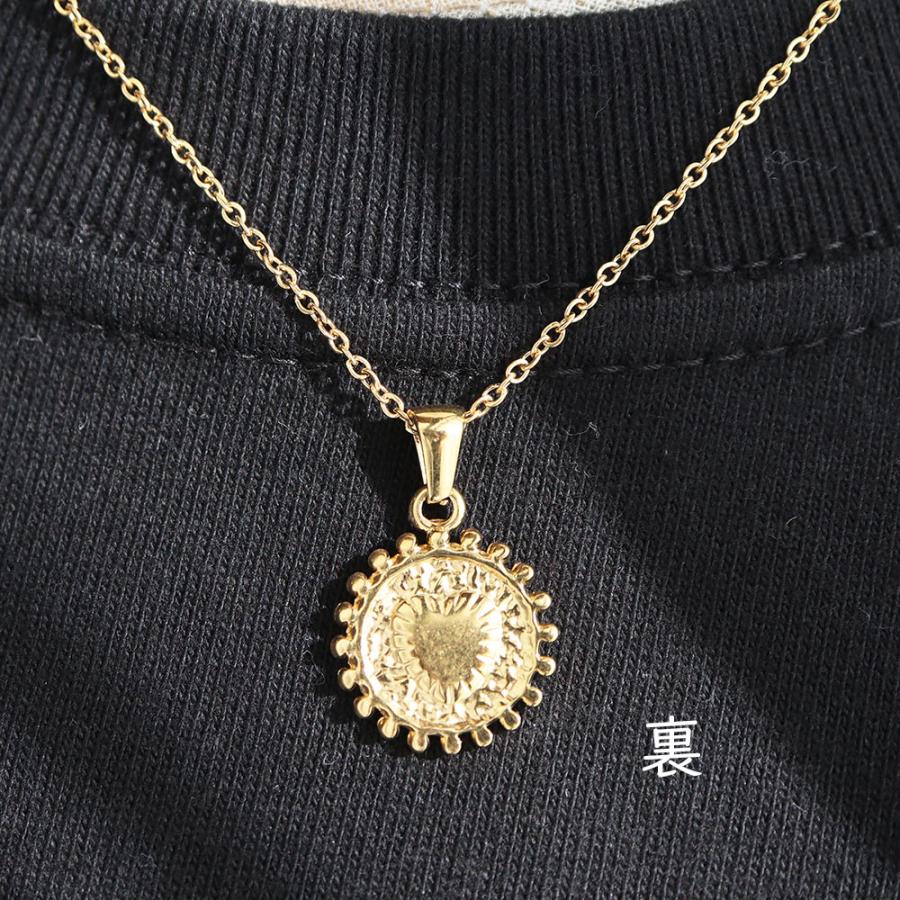 つけっぱOK! 316L サージカルステンレス 両面 コイン イニシャル ネックレス 1本