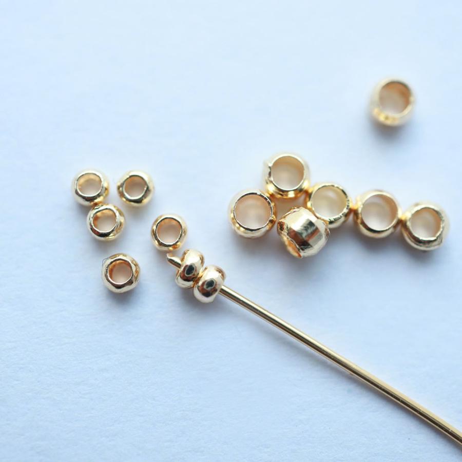 色褪せにくい 14KGP ボールチップ+カシメ玉 40セット(3mm Or 4mm) ビーズ、アクセサリー道具、材料 色褪せにくい14KGPゴールドメッキ ワンパッチンエンドパーツ(ワイヤー留め) 2.5×3.2mm(4ヶ)